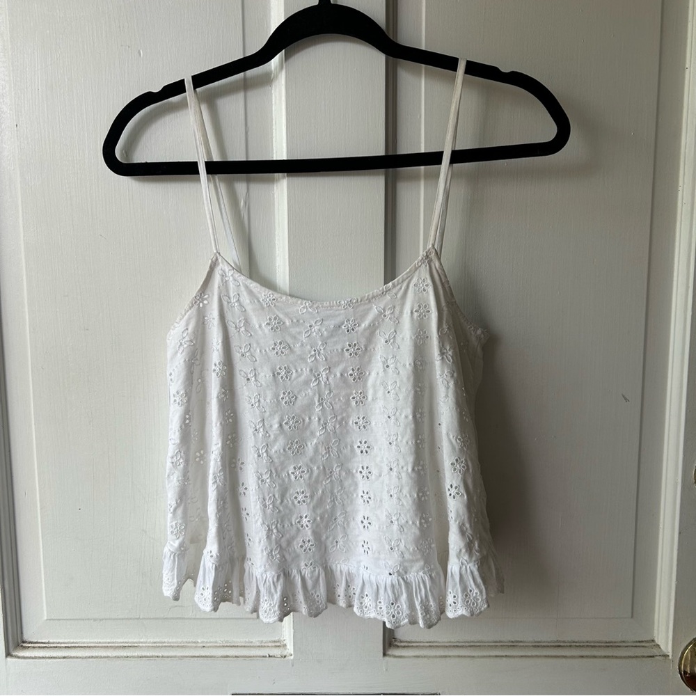 Zara White Eyelet Ruffle Cami - Picture 2 of 6